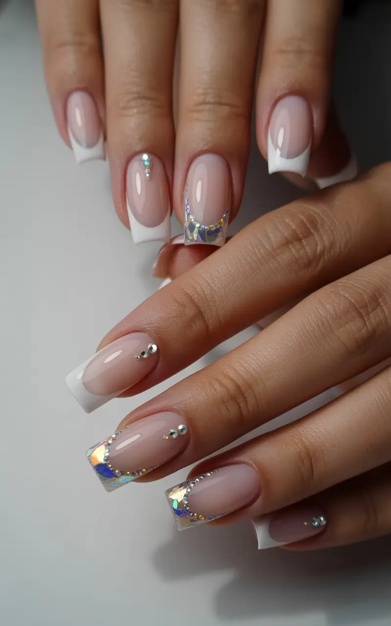 simple christmas nails Crystal French Spark