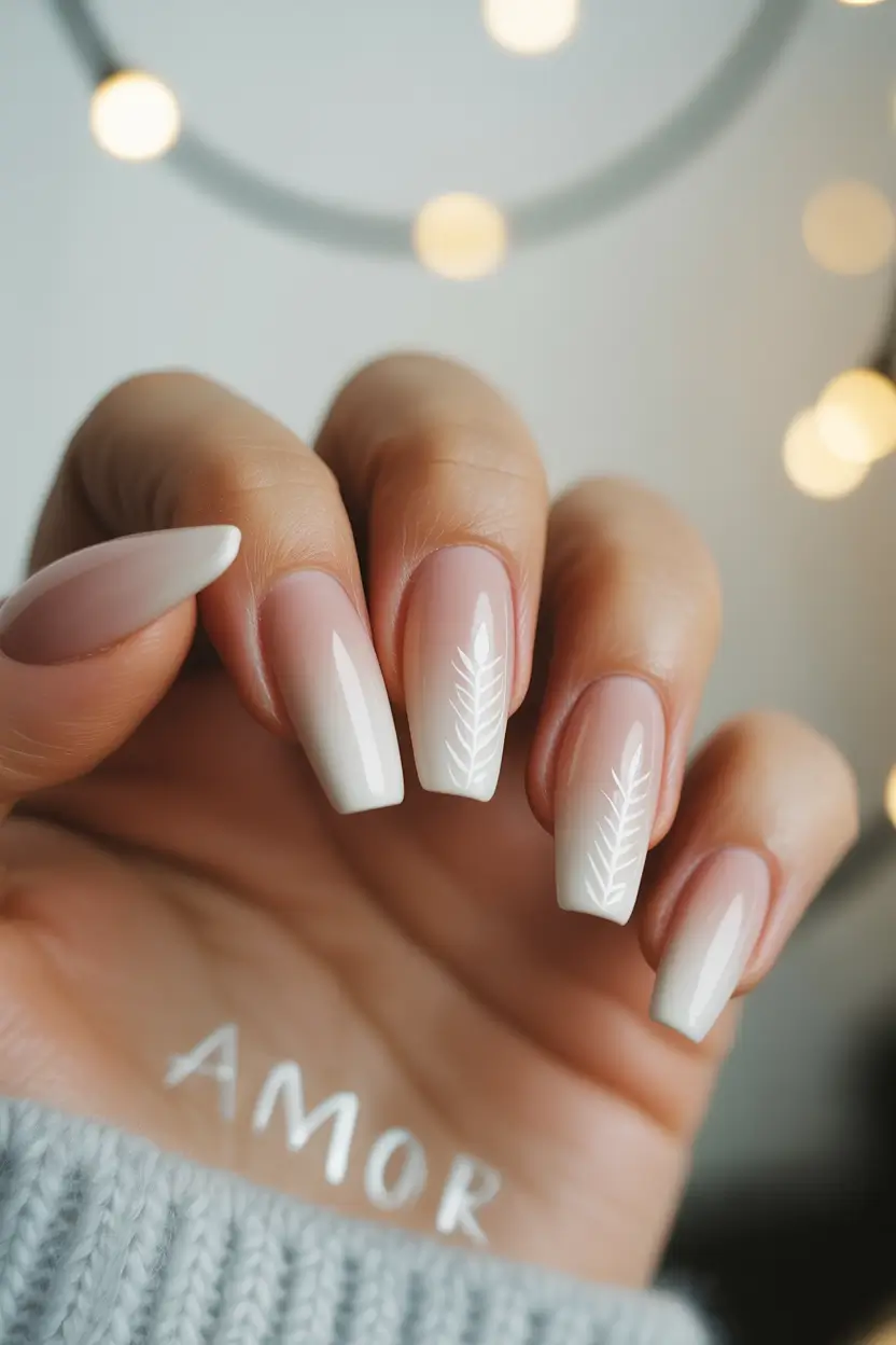simple winter nails Frosted Pine Elegance