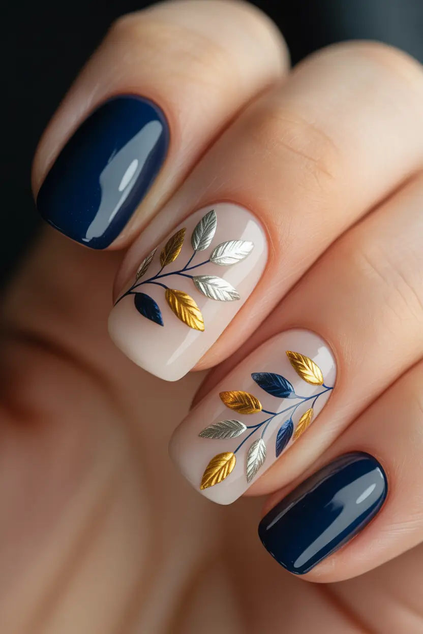 winter acrylic nails Midnight Botanical Luxe