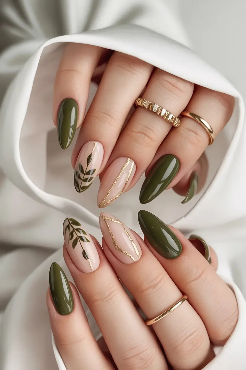 winter acrylic nails Olive Grove Elegance