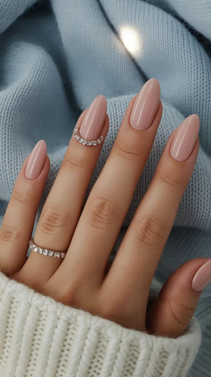 winter acrylic nails Soft Nude Perfection