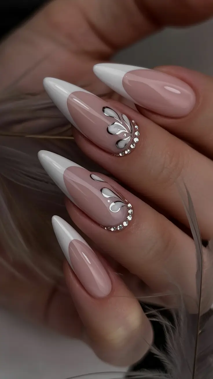 winter acrylic nails Crystal French Drama