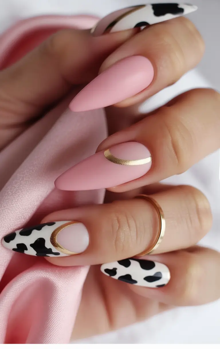 winter acrylic nails Playful Cow Chic