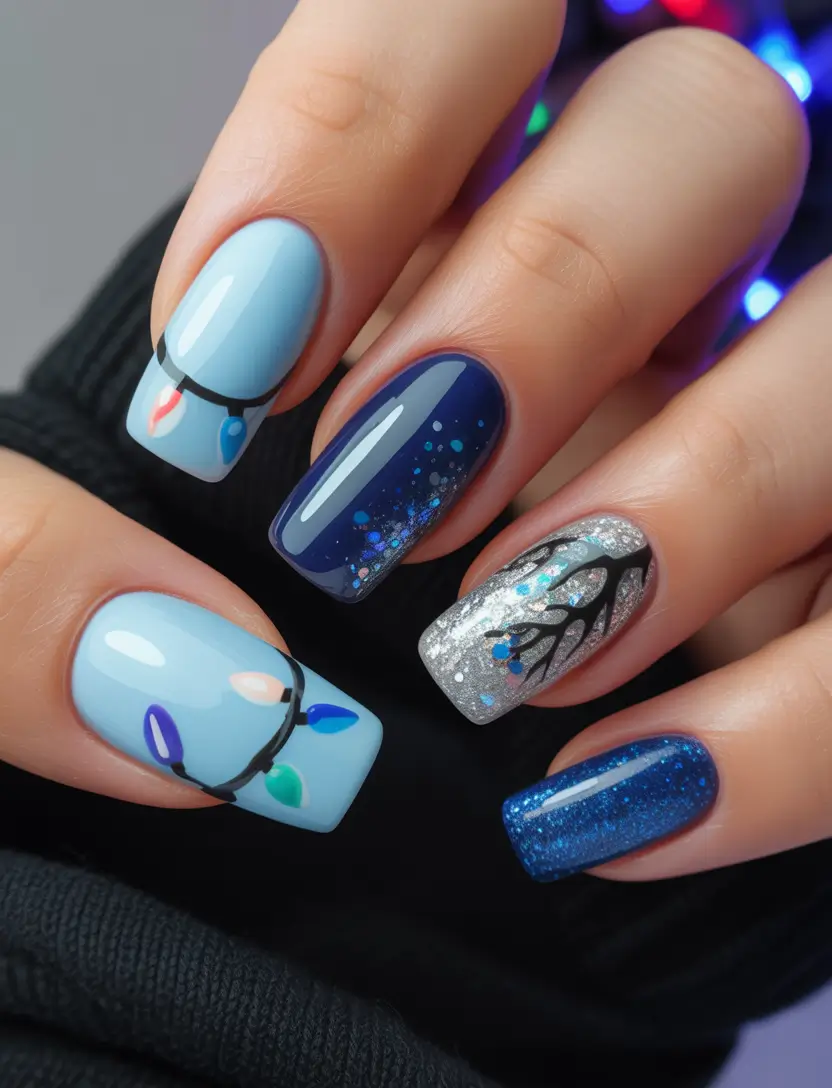 winter acrylic nails Frosted Winter Lights