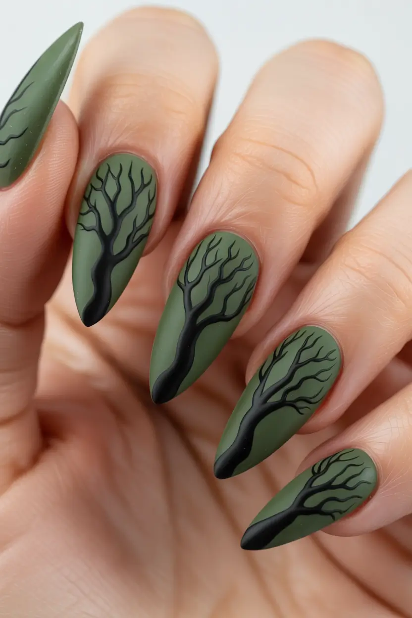 winter acrylic nails Forest Whisper