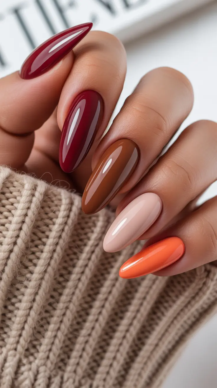 winter almond nails ideas 2025 Warm Cocoa Elegance