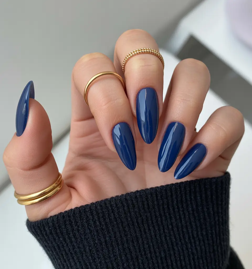 winter almond nails ideas 2025 Deep Sapphire Simplicity