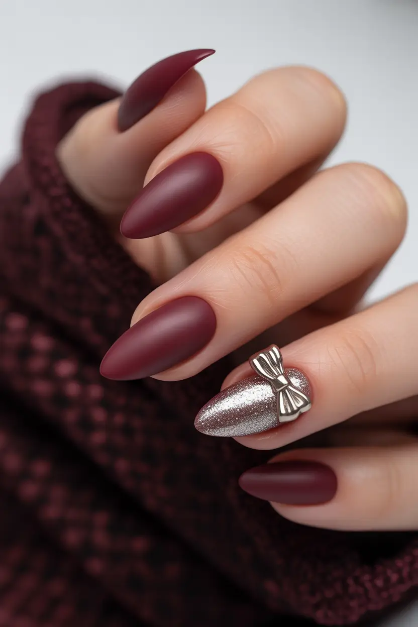 winter almond nails ideas 2025 Velvet Bow Affair