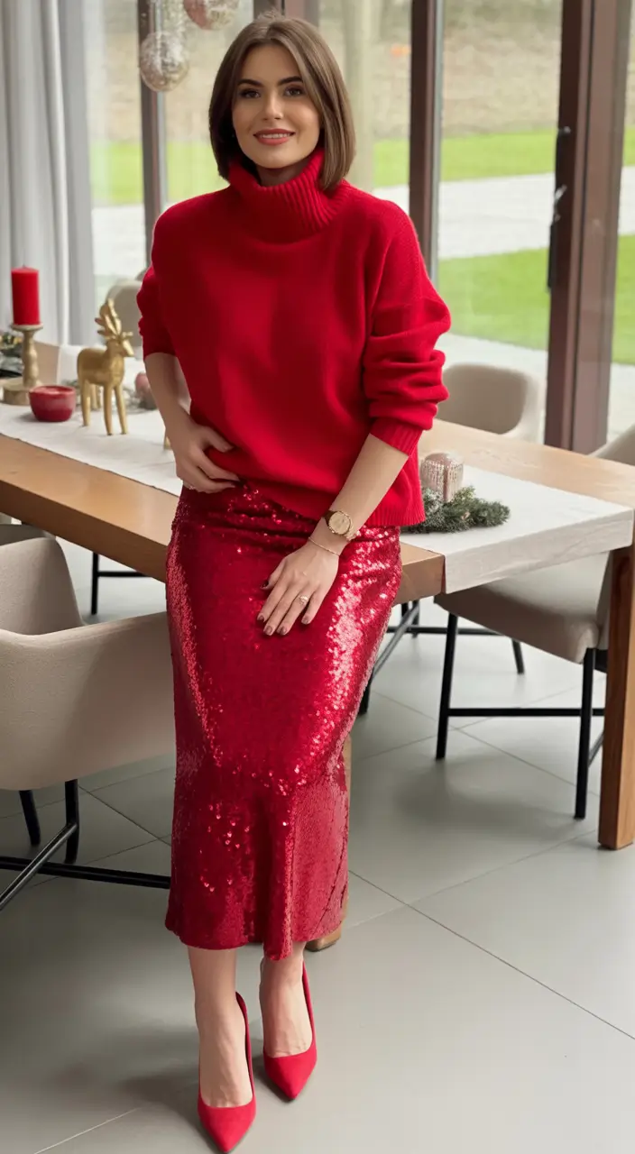 winter birthday outfit Radiant Red Sequins