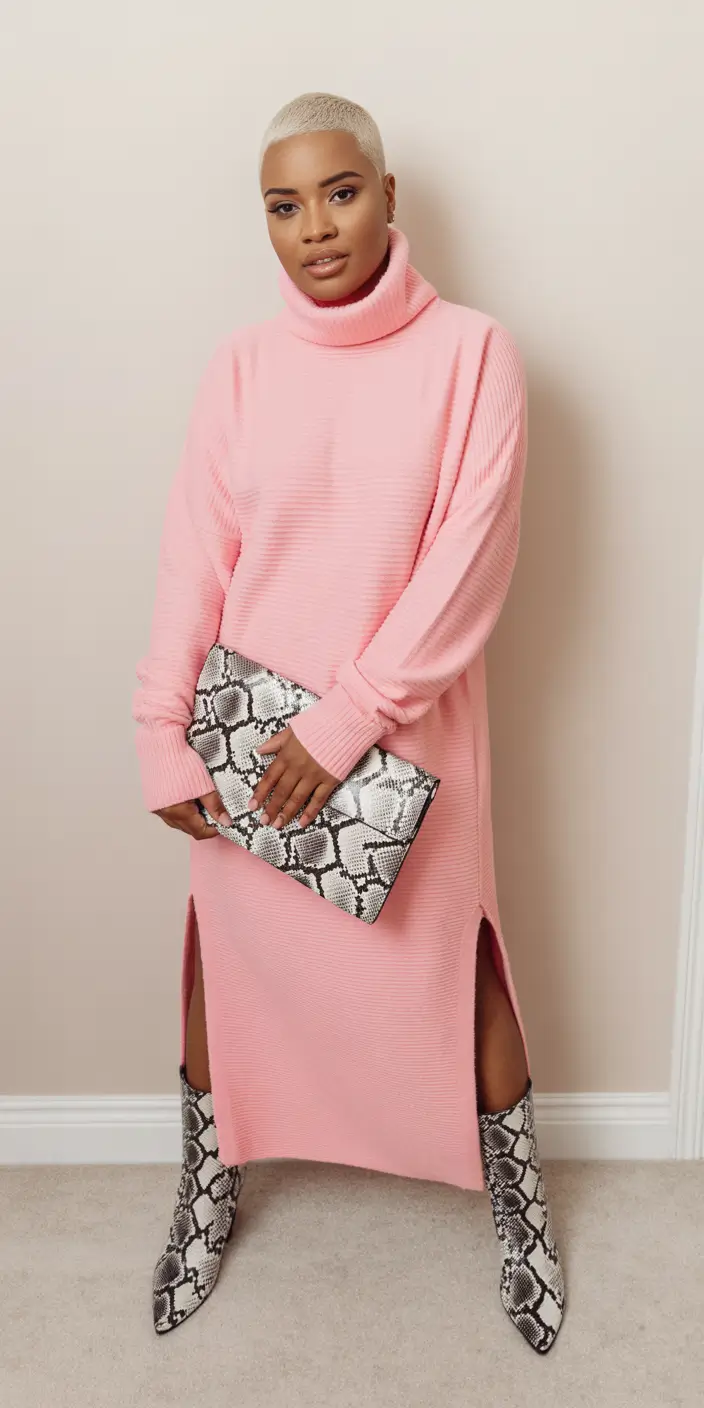 winter birthday outfit Pretty in Pink Knit Dress