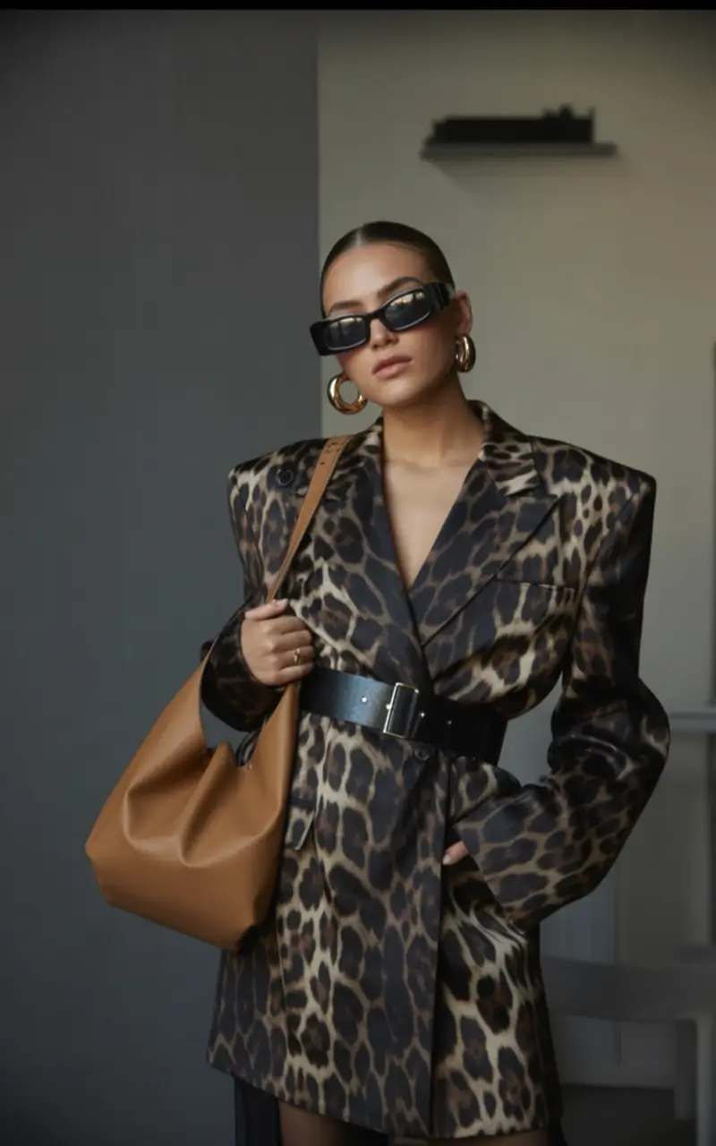 winter birthday outfit Leopard Power Blazer
