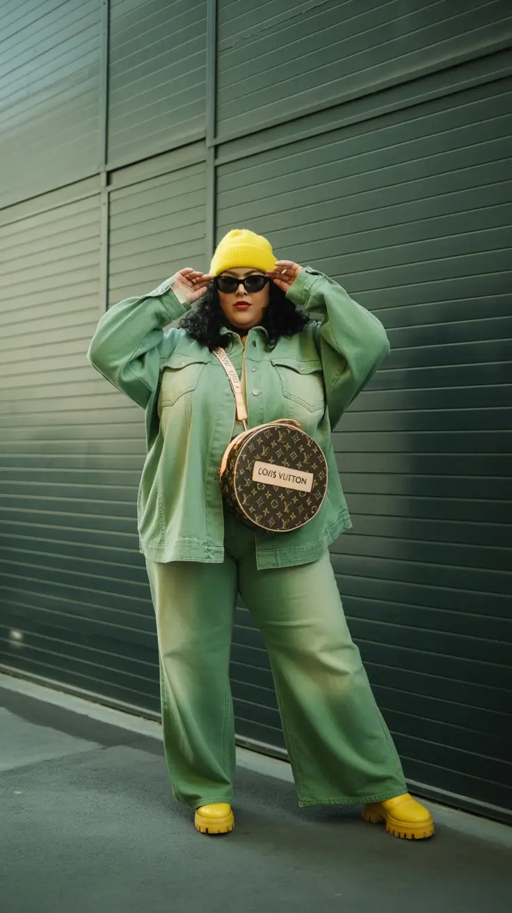 winter capsule wardrobe for plus size women monochrome green