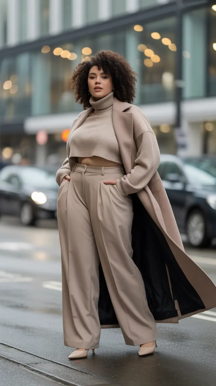 winter capsule wardrobe for plus size women tailored neutrals