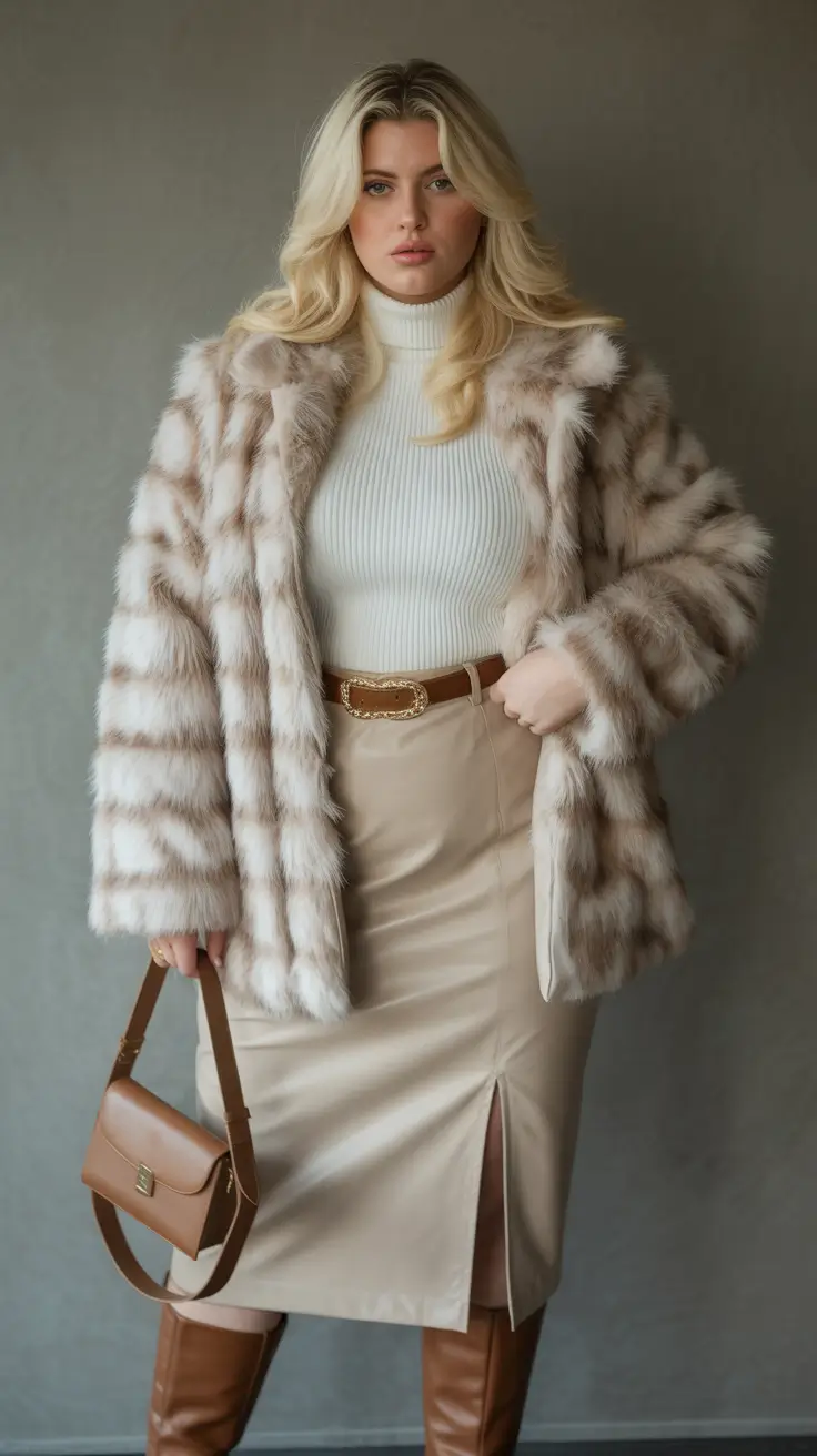 winter capsule wardrobe for plus size women fur glam