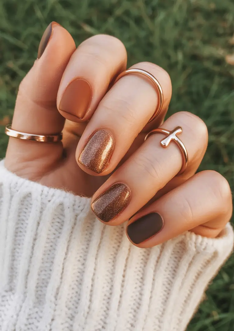 winter nails - new color trends Golden Cinnamon Spark