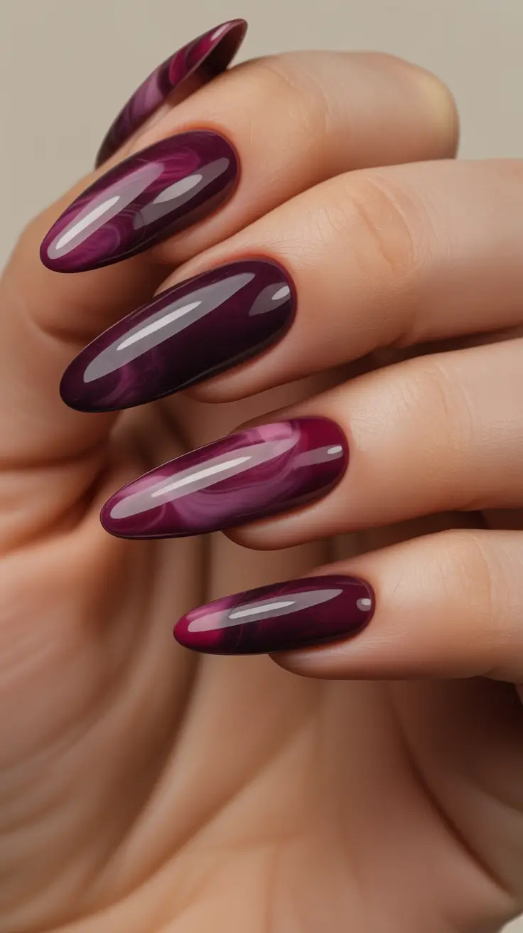 winter nails - new color trends Deep Plum Cat-Eye Shine