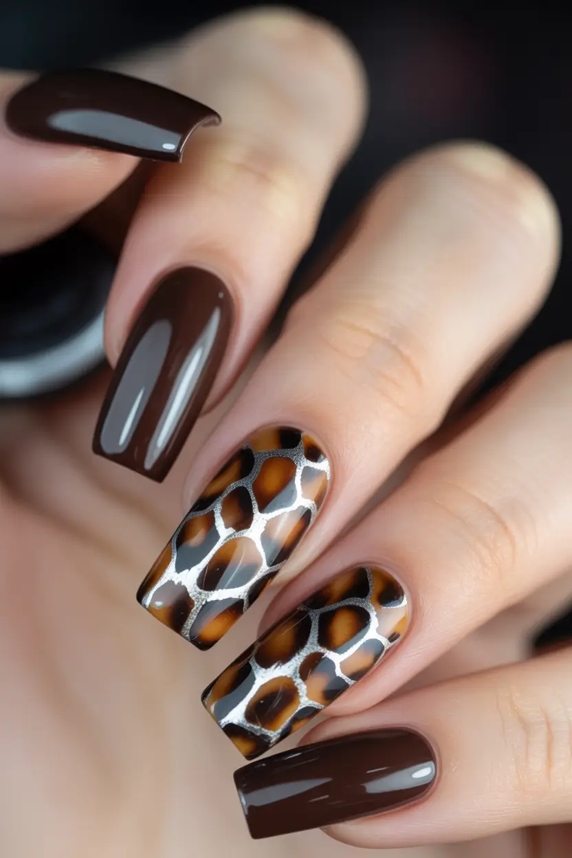 winter nails - new color trends Tortoiseshell Elegance
