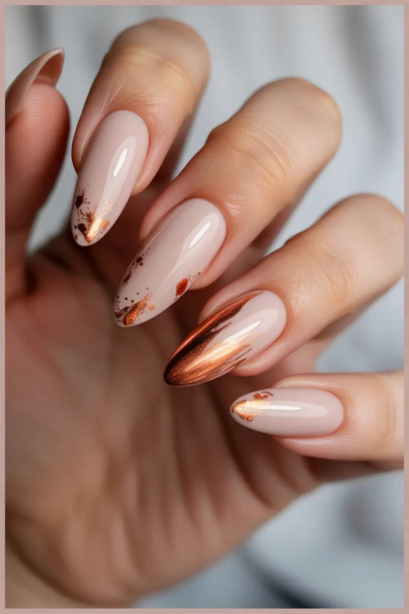 winter nails - new color trends Metallic Bronze Tipped Elegance