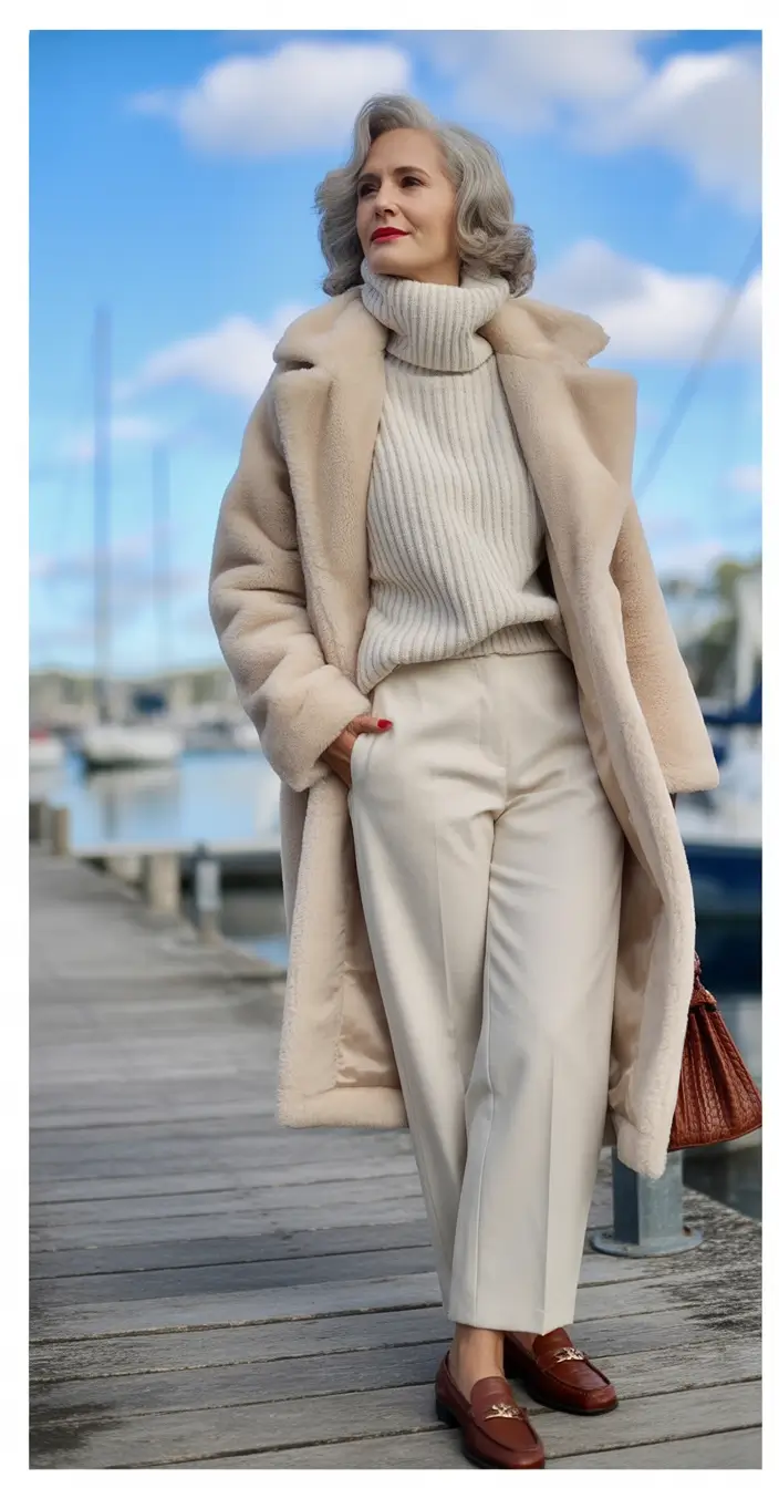 winter fits Soft Neutrals with a Touch of Luxury