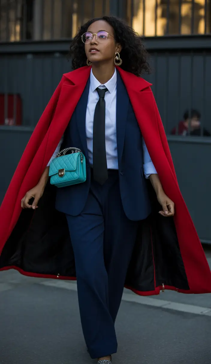 winter fits Power Suit with Bold Accents