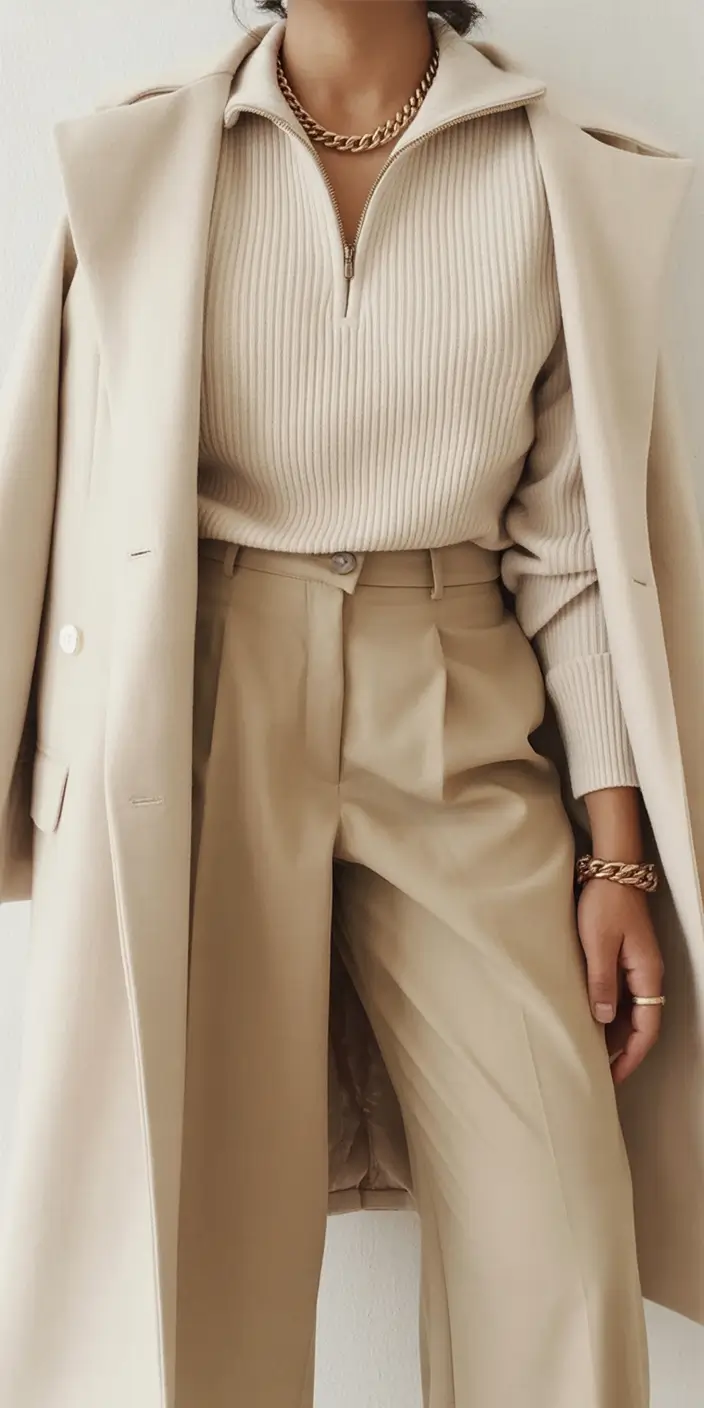 winter fits Beige on Beige Minimalist Chic