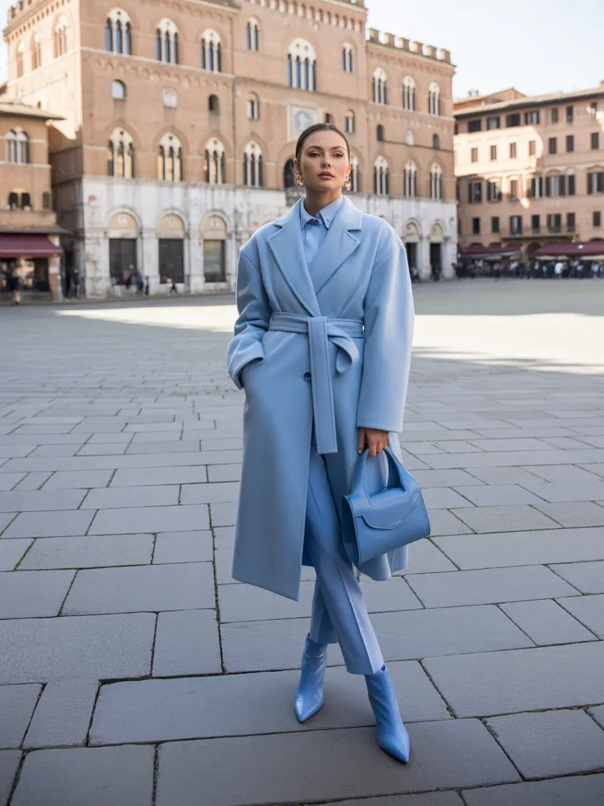 winter fits Blue Monochrome Statement