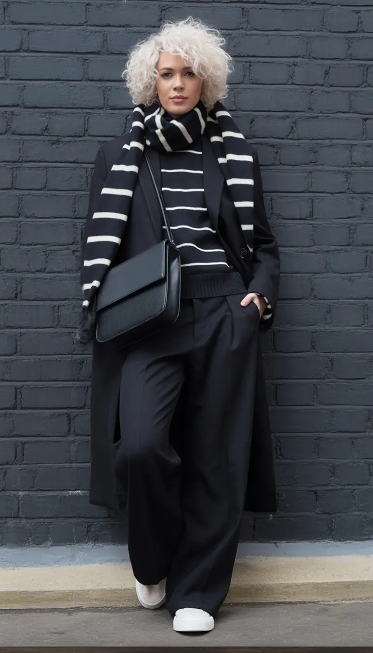 winter fits Stripes Meet Minimalism