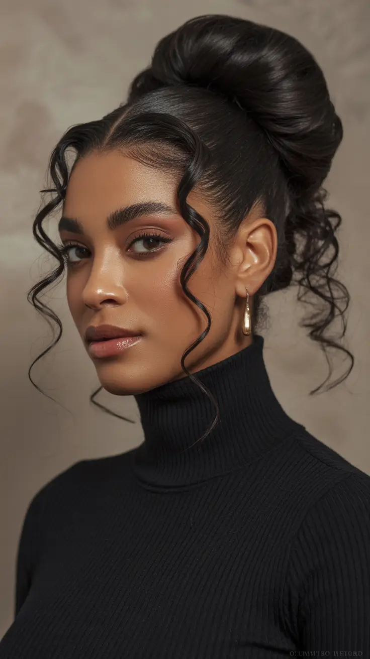 curly-hair-Elegant-Curly-High-Bun