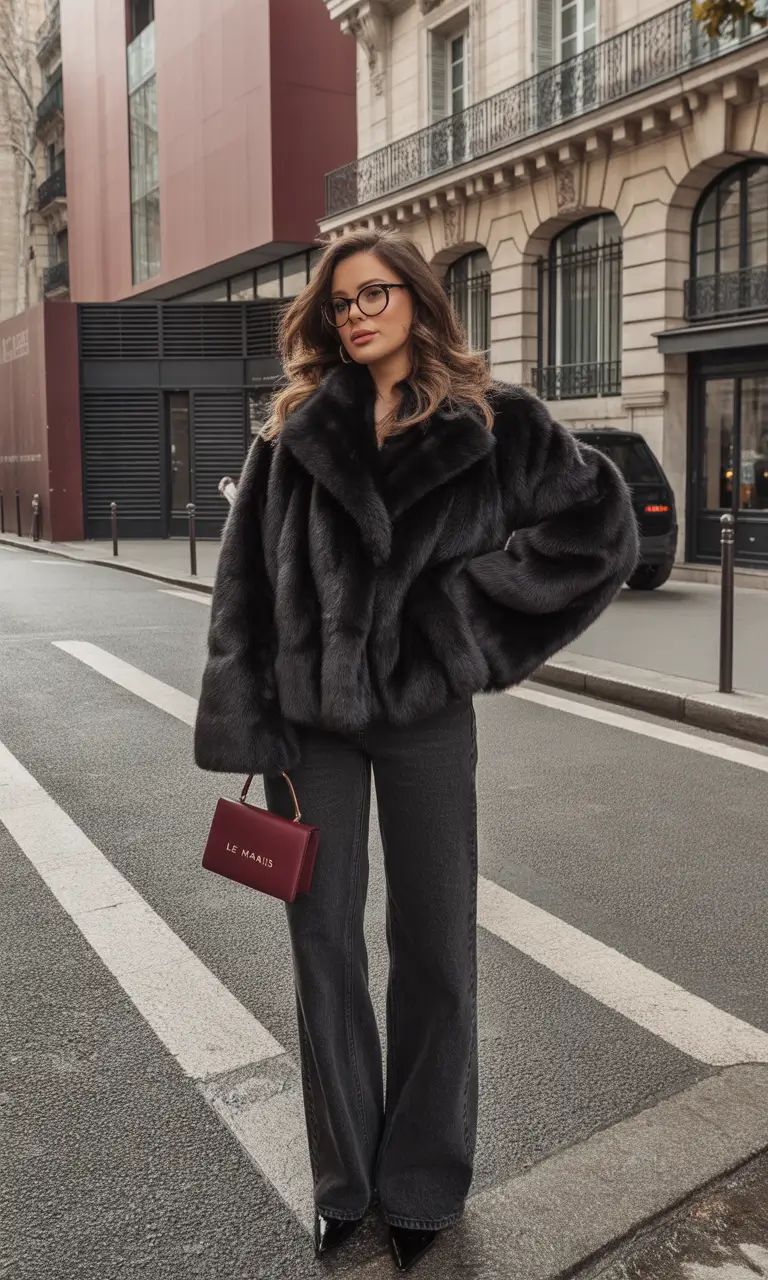 winter going out outfit Parisian Luxe in Faux Fur