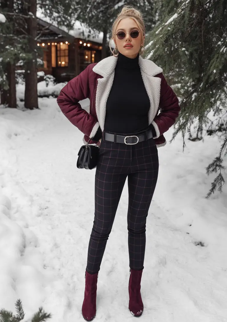 winter going out outfit Burgundy & Black Winter Mix