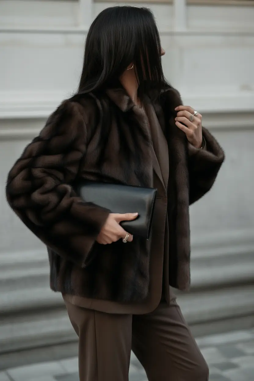 winter going out outfit All-Brown Luxury Layers