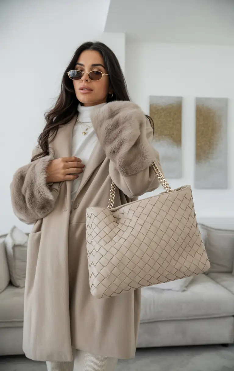 winter going out outfit Soft Neutrals & Oversized Luxury