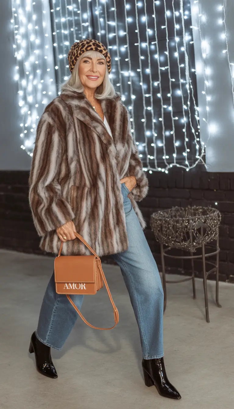 winter going out outfit Retro Fur & Leopard Energy
