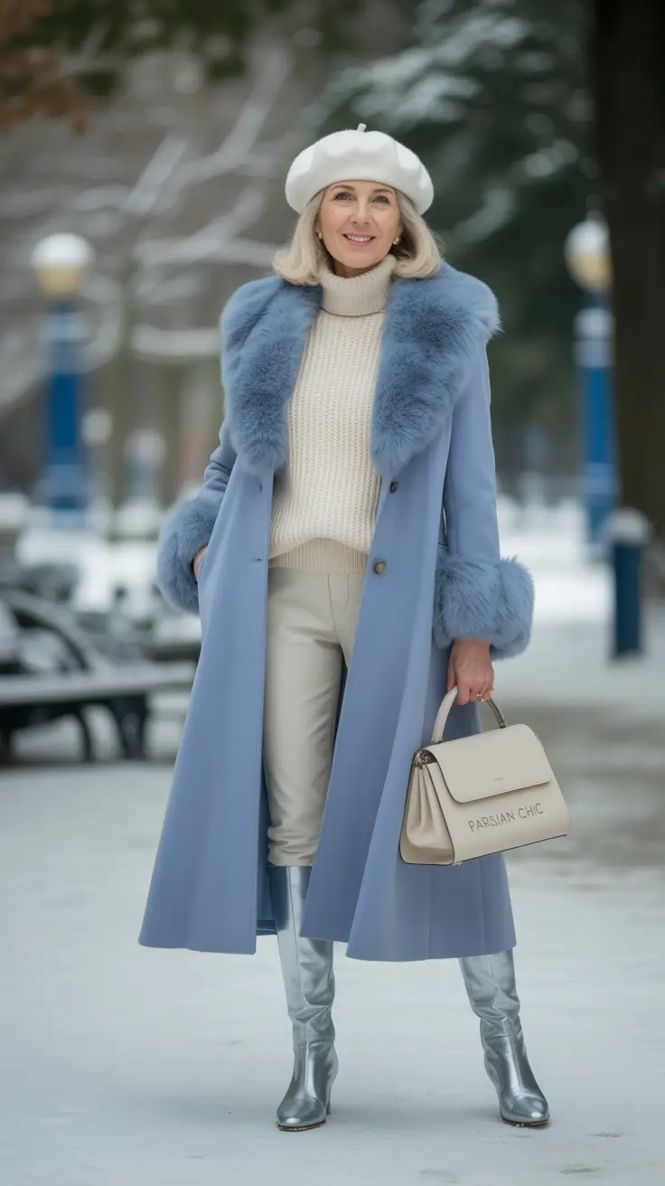 winter going out outfit Powder Blue Parisian Dream