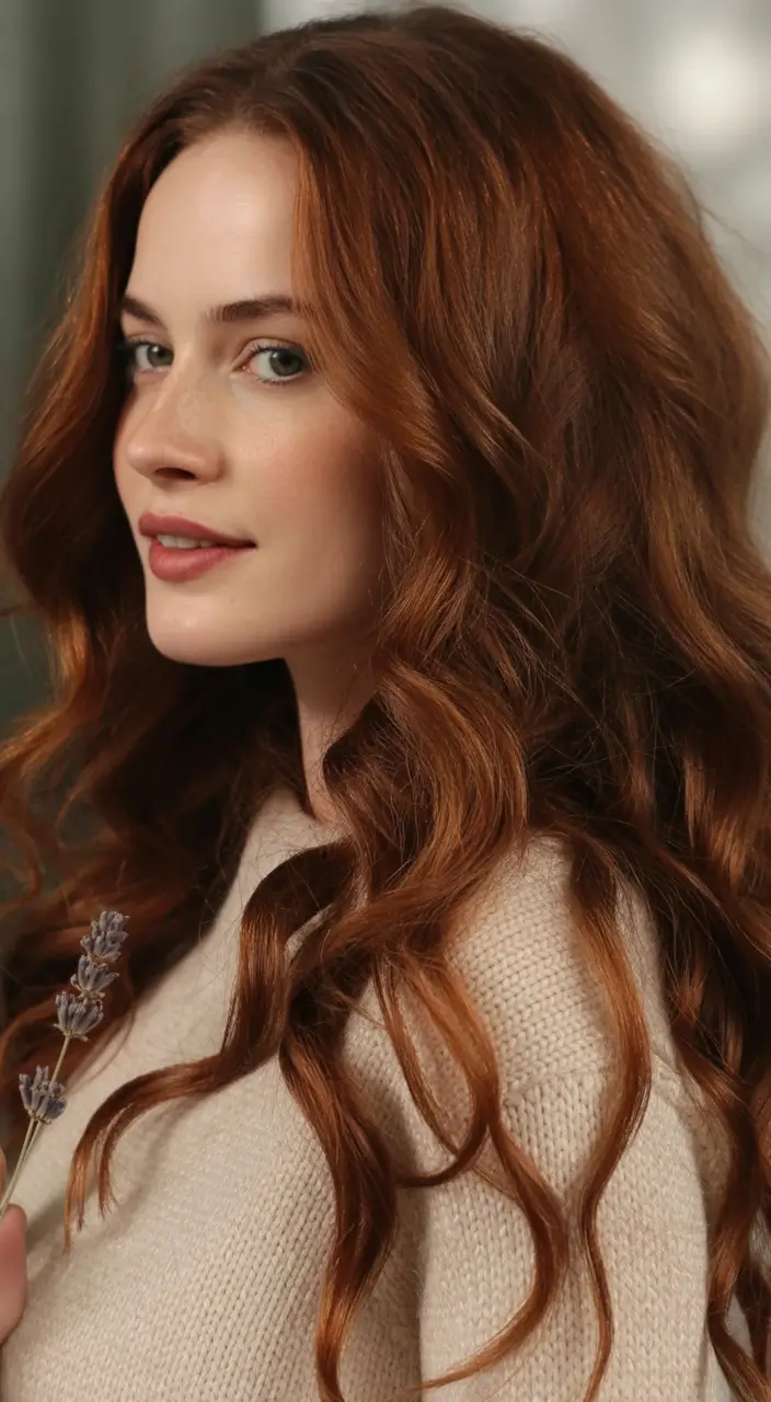 winter hair colors auburn Burnt Honey Auburn