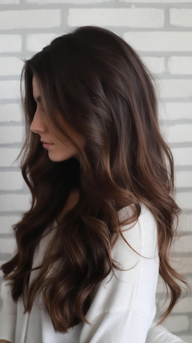 winter hair colors auburn Mocha Brown Volume Waves