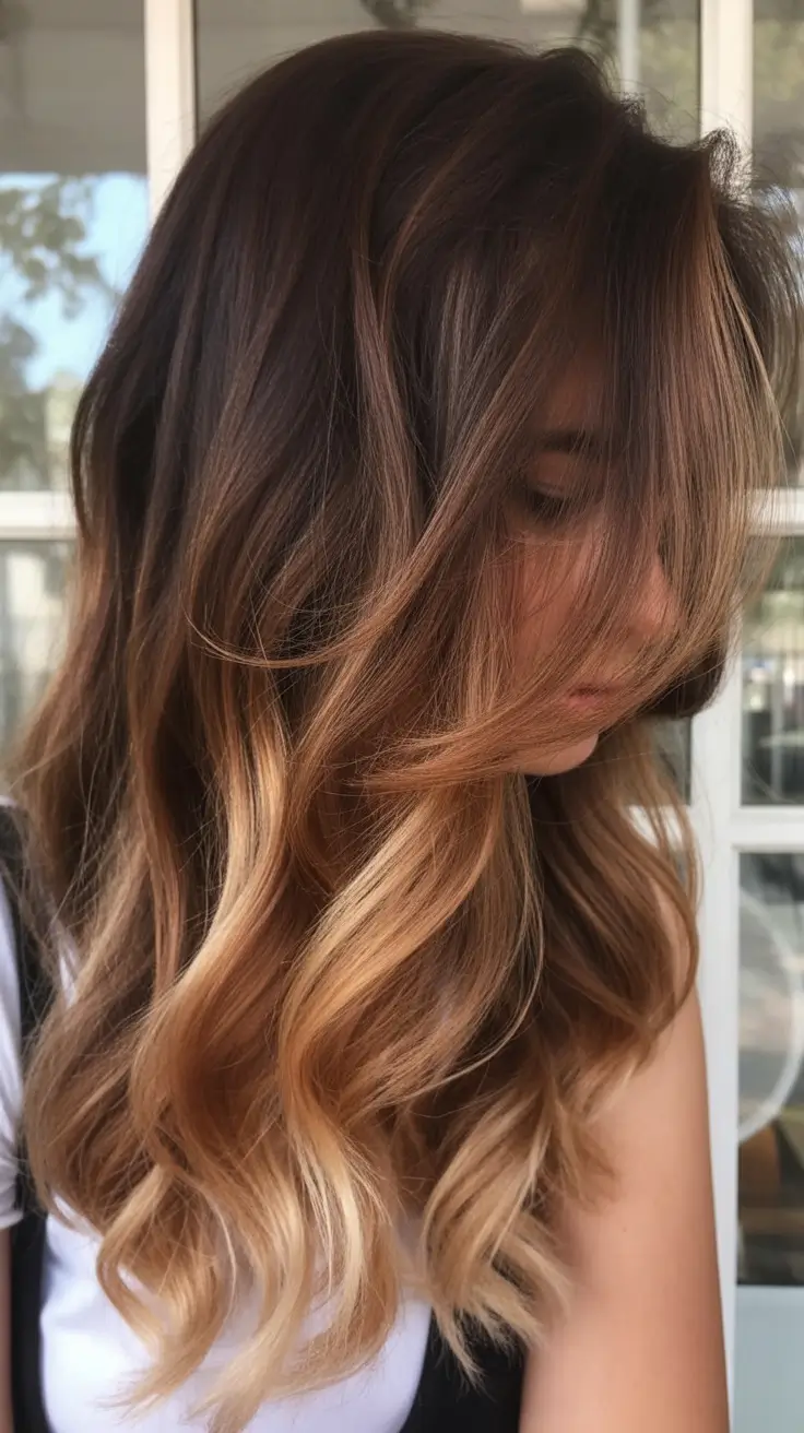 winter hair colors auburn Toffee Balayage Ends