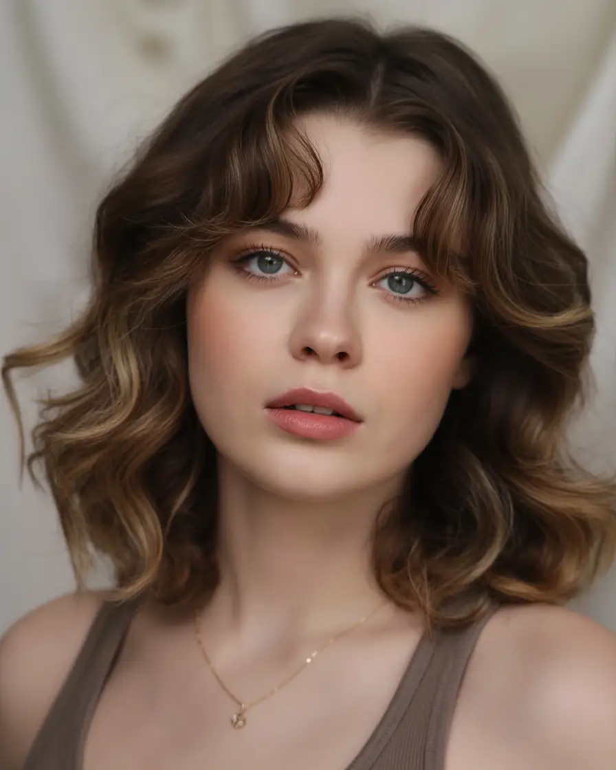 winter hair colors auburn Soft Brown Bob with Honey Accents