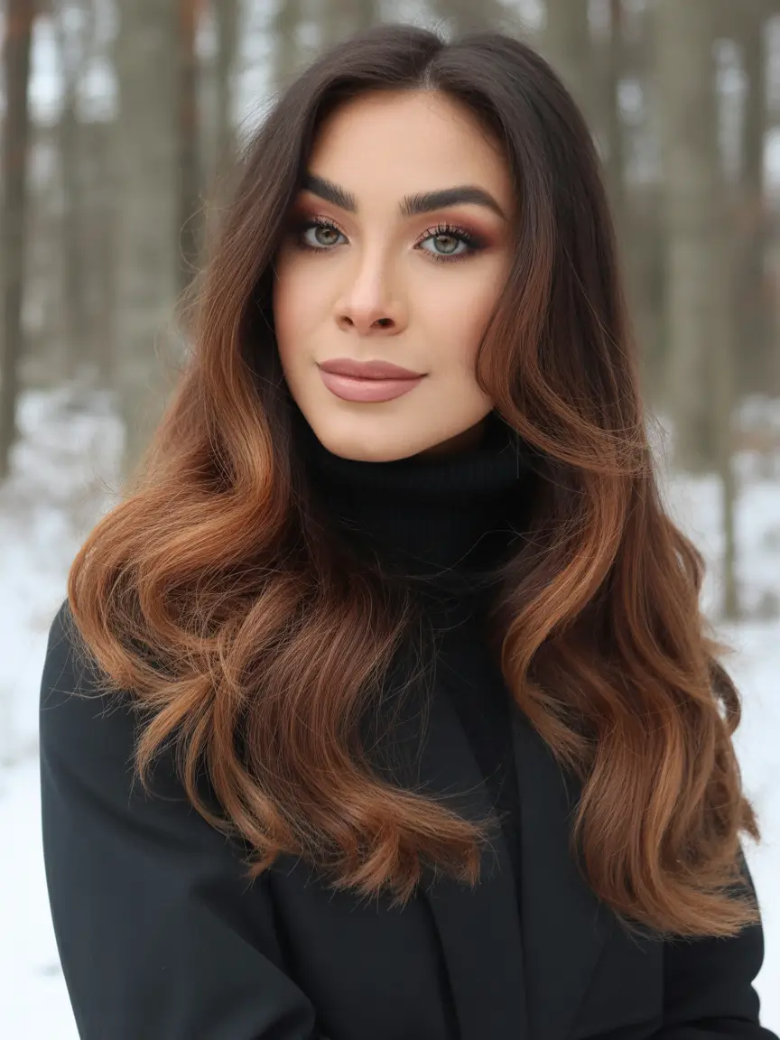 winter hair colors auburn Smoky Auburn Melt
