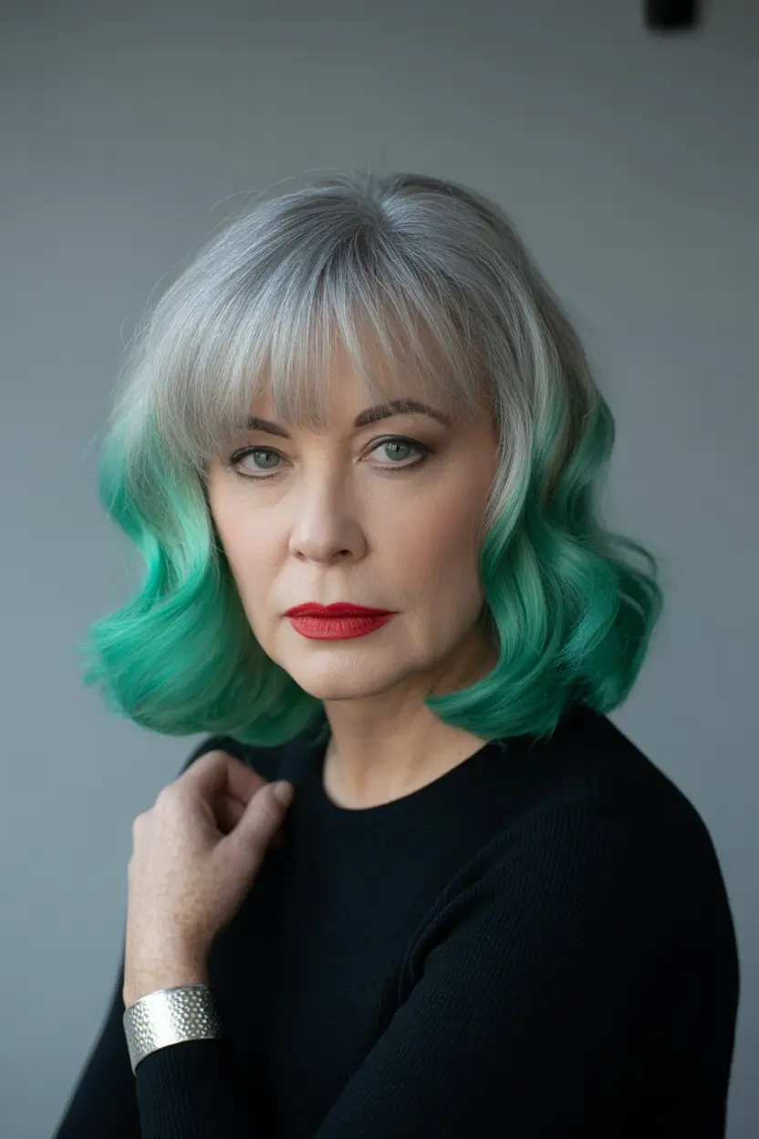 winter hair colors balayage Silver Mint Frost