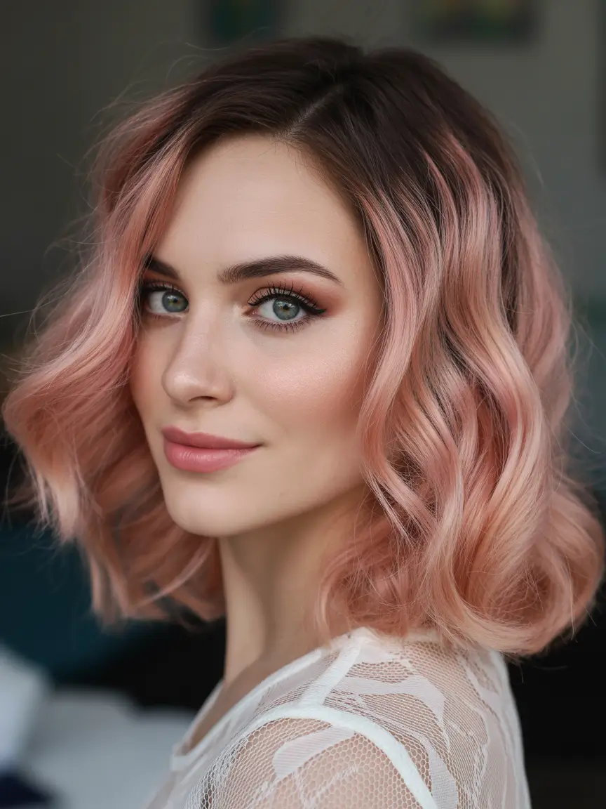 winter hair colors balayage Rose Quartz Glow