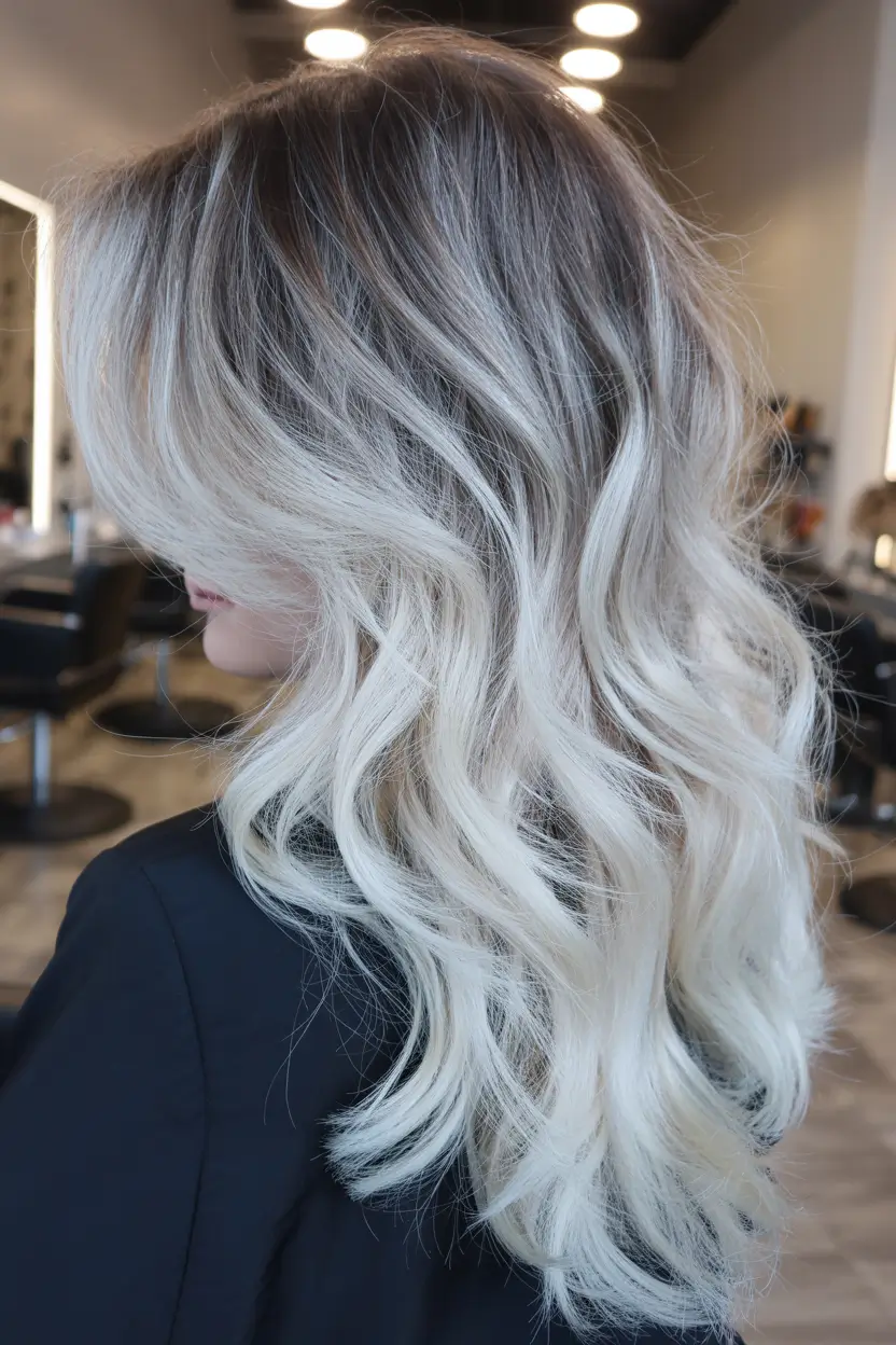 winter hair colors balayage Icy Vanilla Balayage