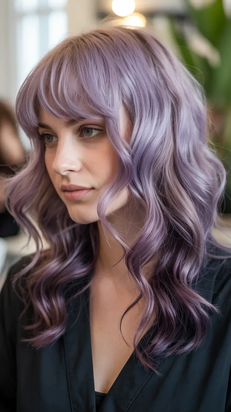 winter hair colors balayage Soft Lilac Dream