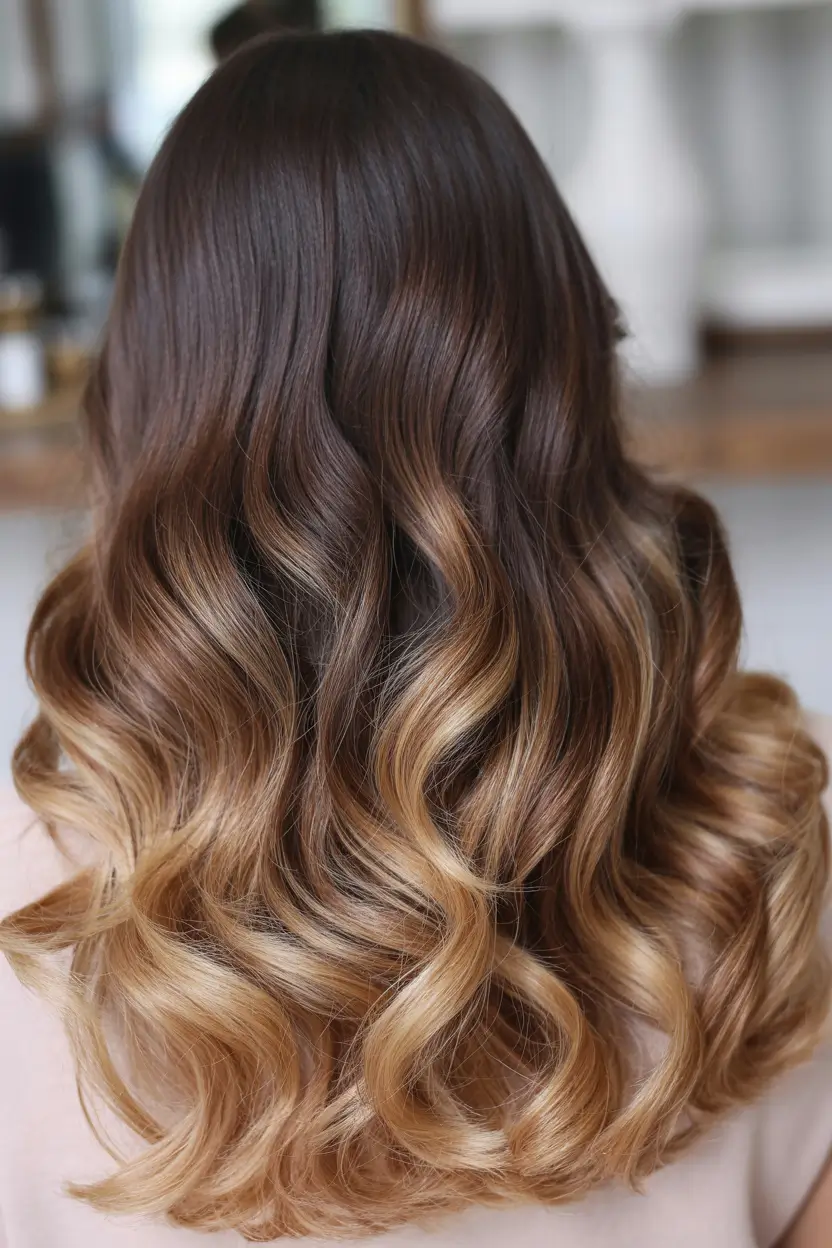 winter hair colors balayage Golden Mocha Balayage