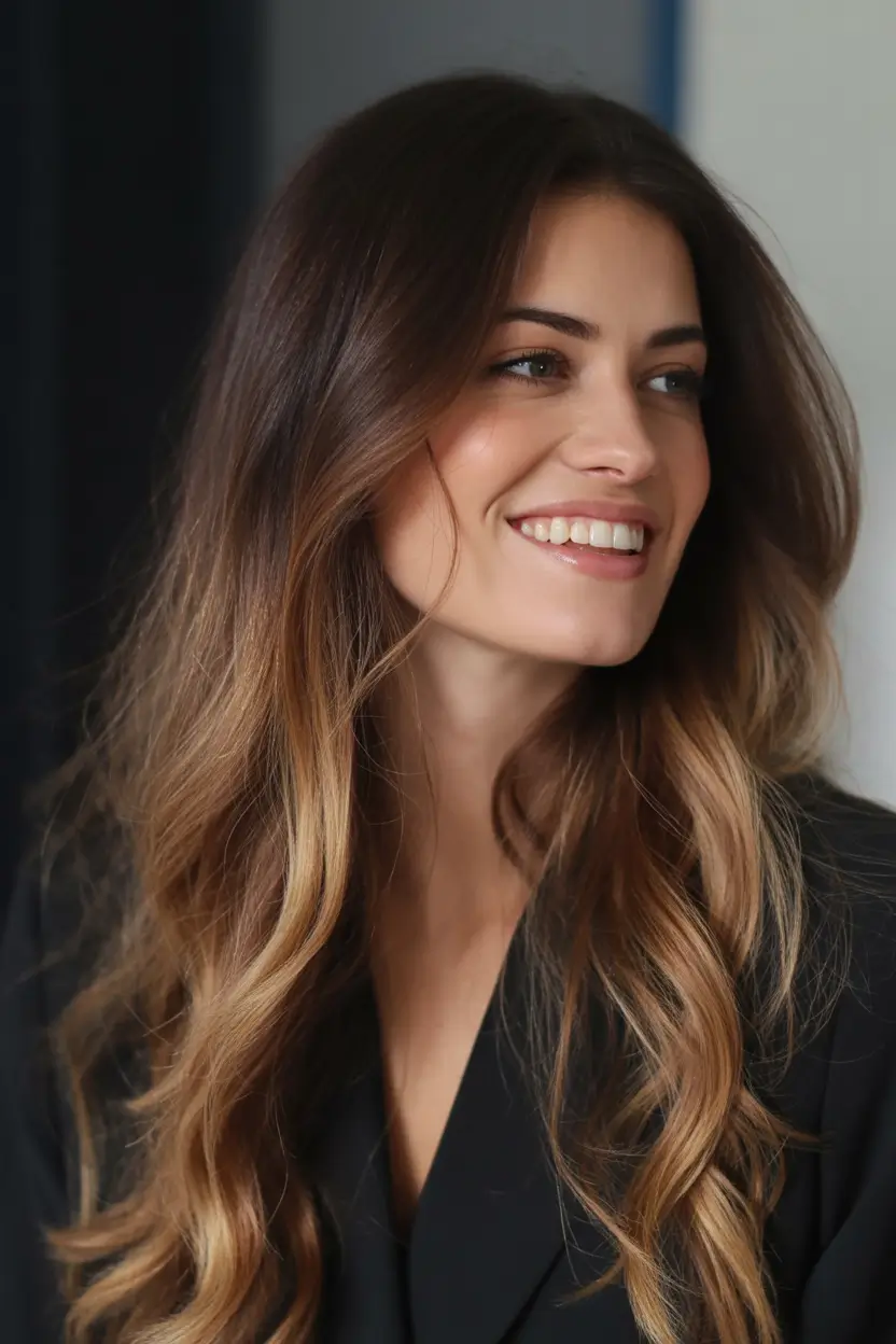 winter hair colors balayage Warm Cinnamon Balayage