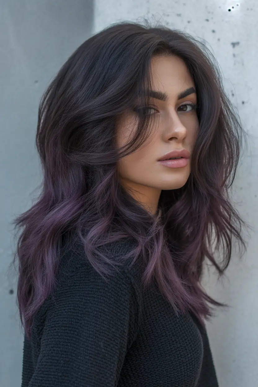 winter hair colors balayage Subtle Plum Smoke Balayage