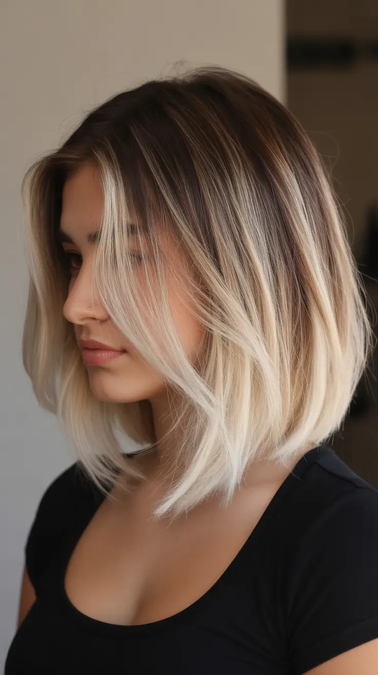 winter hair colors balayage Buttery Blonde Balayage Bob