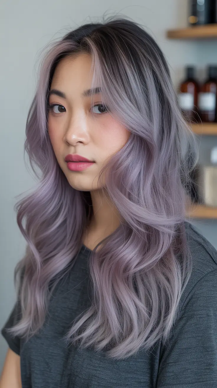 winter hair colors balayage Lavender Ash Whisper
