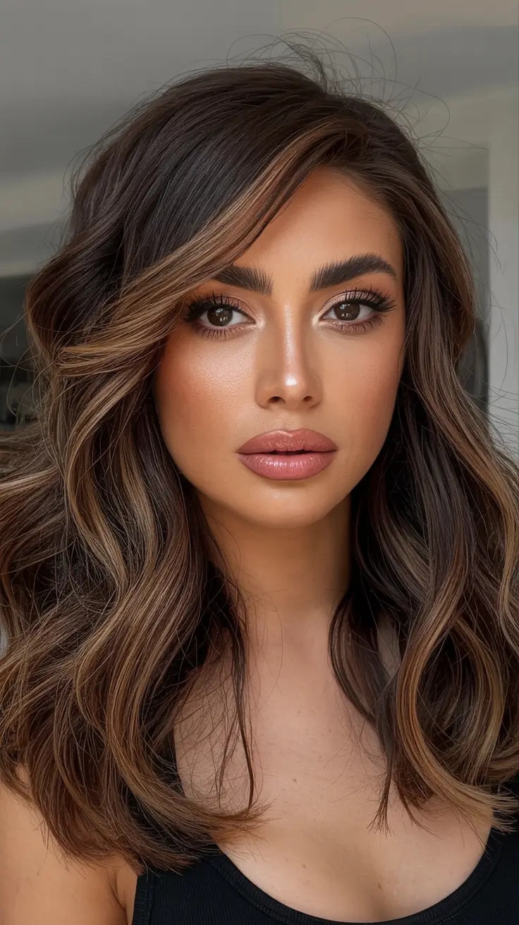 winter hair colors dark skin Mocha Ribbon Waves