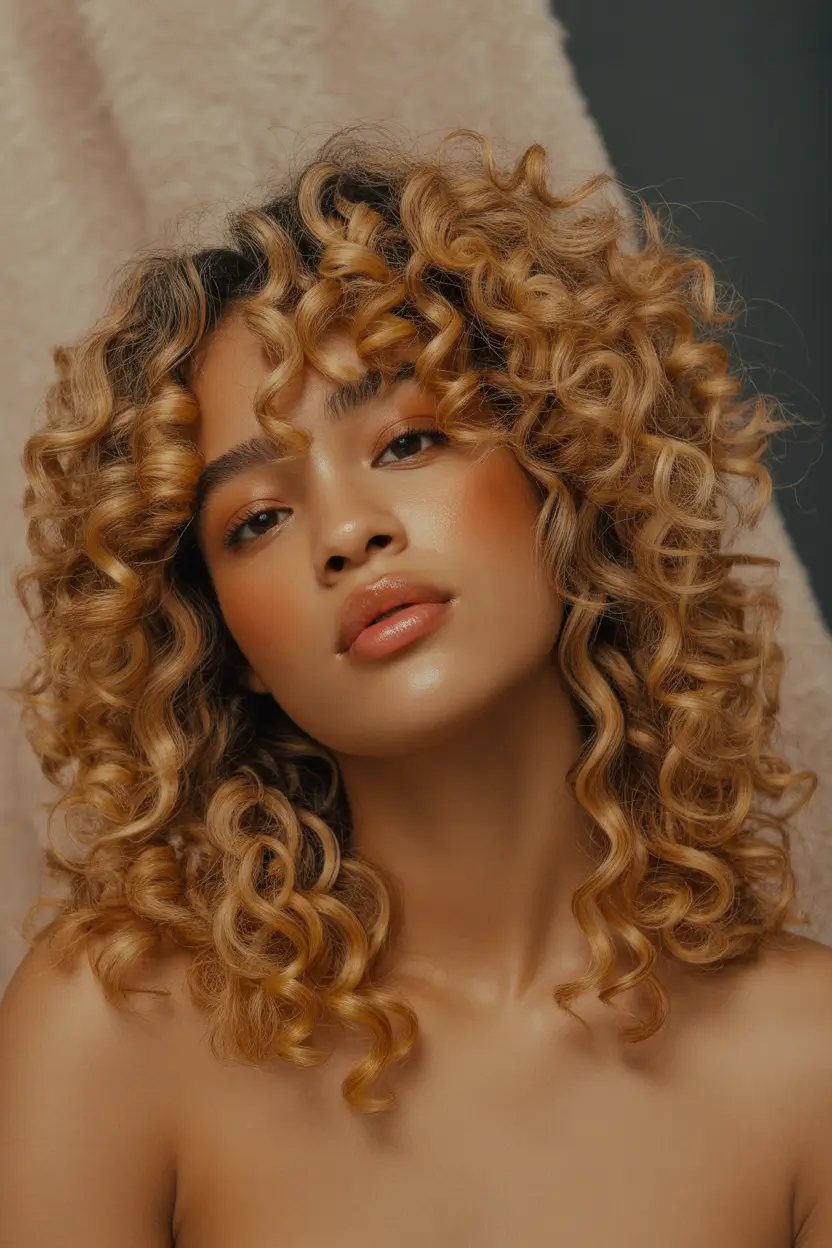 winter hair colors dark skin Golden Maple Curls